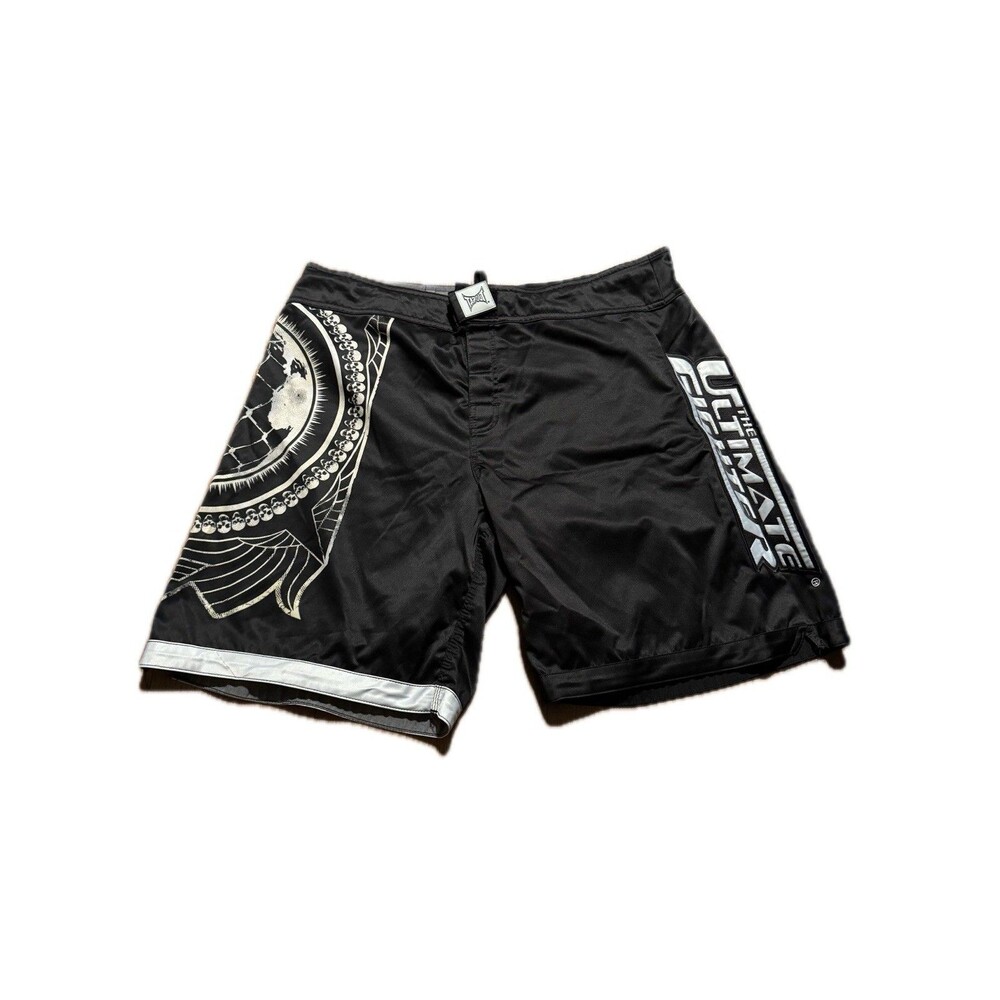 Tapout Shorts Mens 40 Black Training Trunks MMA Vintage Fighter Y2K Embroidered